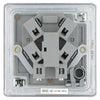 BG Screwless Polished Chrome 13A Unswitched Spur + Cable Outlet FPC55 with 35mm Steel Back Box