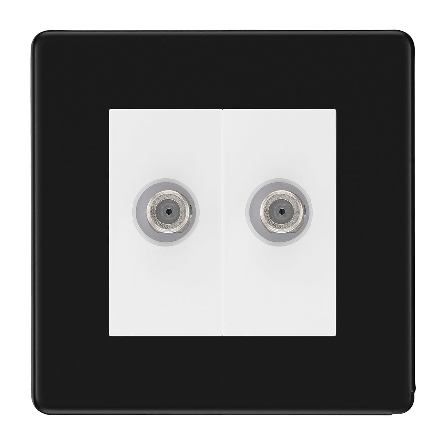 BG Screwless Matt Black Double Satellite Socket FFB642W