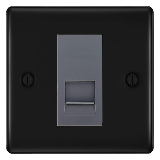 BG Nexus Matt Black Single IDC Secondary Telephone Socket - Grey Insert