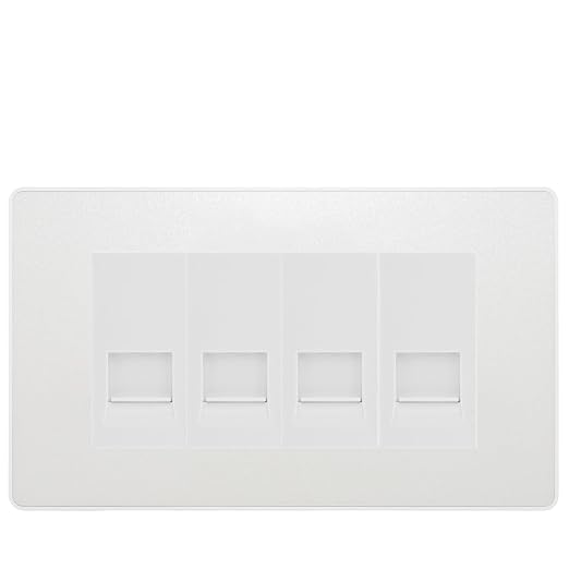 BG Evolve Pearlescent White 4 Gang RJ11 Telephone Socket Euro Module - White Insert