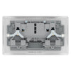 Brushed Steel 2 Gang 13A Switched Double Socket & Surface Pattress Back Box