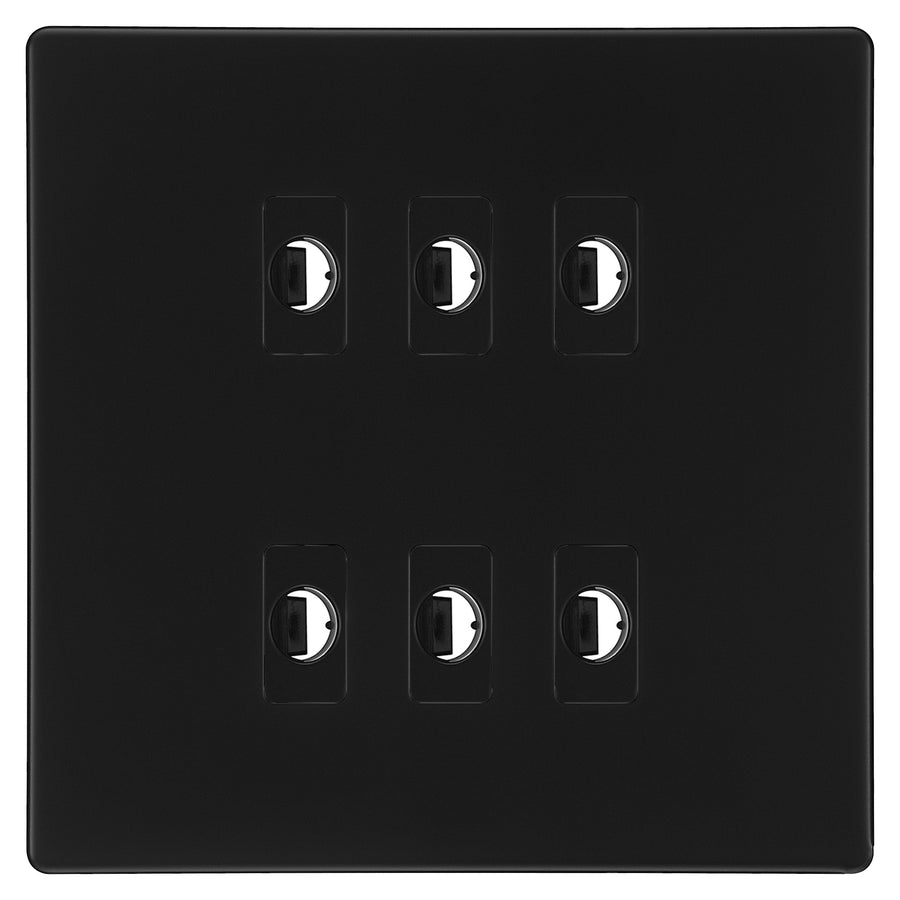 BG Nexus Screwless Matt Black 6 Gang Flex Outlet Socket