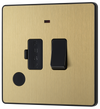 PCDSB54B Front - This Evolve Satin Brass 13A fused and unswitched connection unit from British General provides an outlet from the mains containing the fuse, ideal for spur circuits and hardwired appliances.