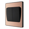 BG Evolve Polished Copper 2G Wide Rocker Light Switch PCDCP42WB with 35mm Steel Back Box