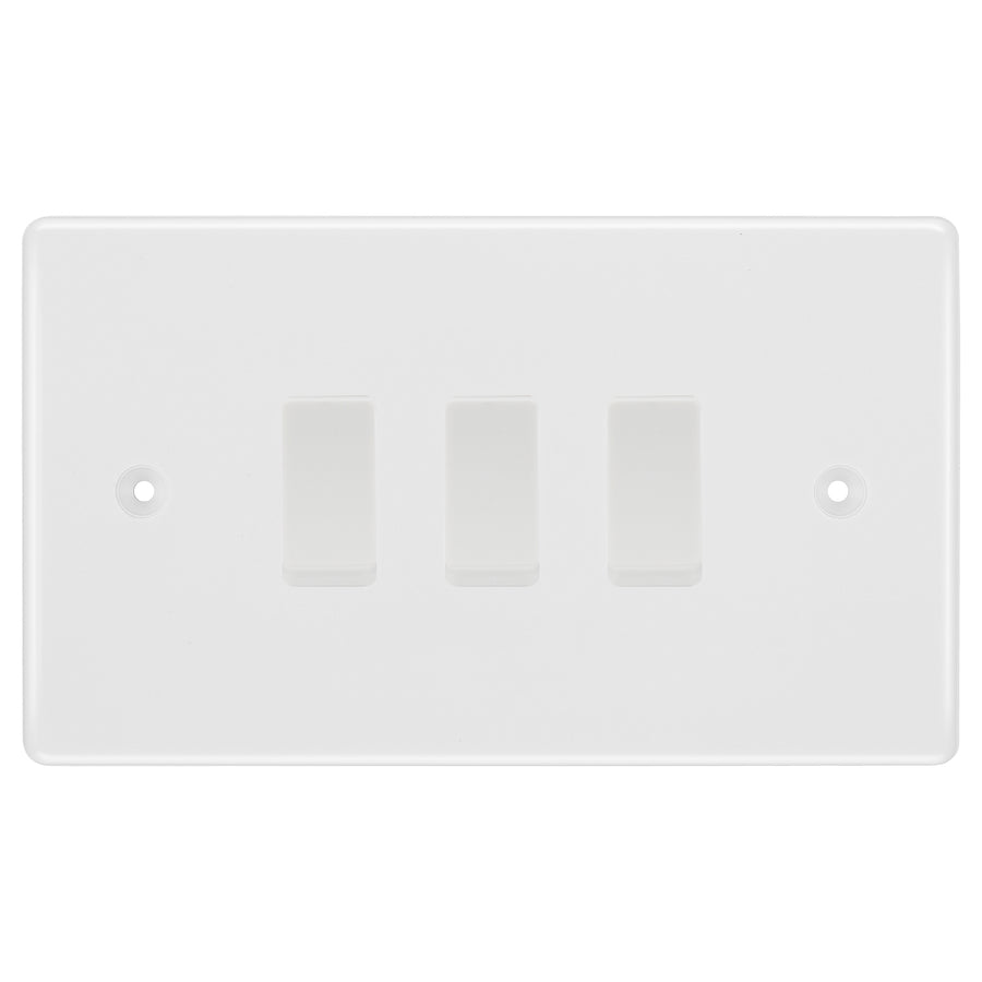 BG White 3 Gang Light Switch 2x Intermediate 1x 2 Way Custom Switch