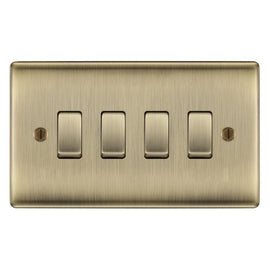 BG Antique Brass 4 Gang Light Switch in Double Format Custom Grid