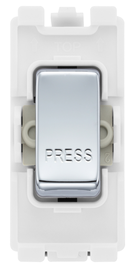 BG RPC14 Nexus Grid Polished Chrome 20AX 1 Way Retractive Printed Press Switch Module