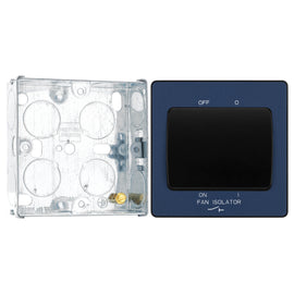 BG Evolve Matt Blue 10A 3 Pole Fan Isolator PCDDB15B with 25mm Steel Back Box