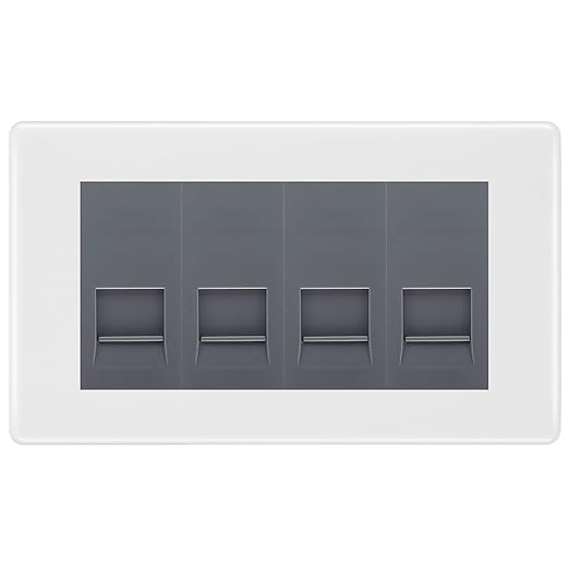 BG White Moulded 4 Gang IDC Secondary Telephone Socket - Grey Insert