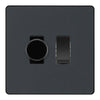 BG Evolve Matt Grey 2 Gang Light Switch 1x Trailing Edge LED Dimmer 1x 2 Way Custom Switch