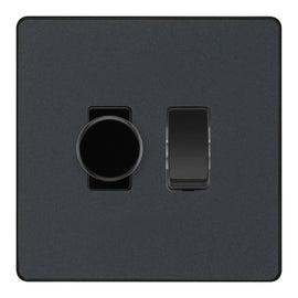 BG Evolve Matt Grey 2 Gang Light Switch 1x Dual Mode LED Dimmer 1x 2 Way Custom Switch