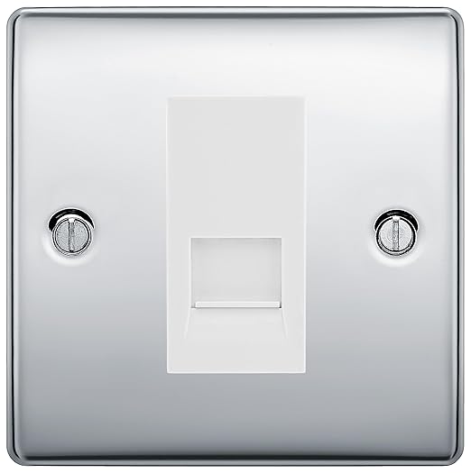 BG Nexus Polished Chrome Single RJ11 Telephone Socket NPCRJ111 - White Insert