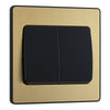 BG Evolve Satin Brass 2G Wide Rocker Light Switch PCDSB42WB with 35mm Steel Back Box