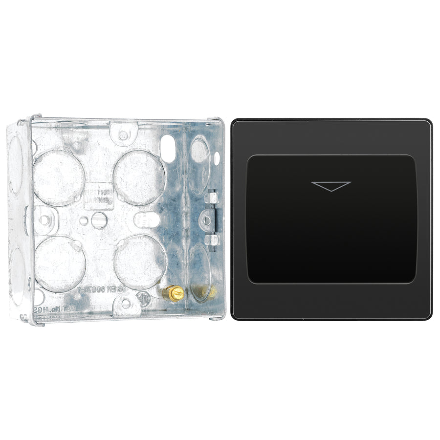 BG Evolve Black Chrome 16A Key Card Switch PCDBCKYCSB with 35mm Steel Back Box