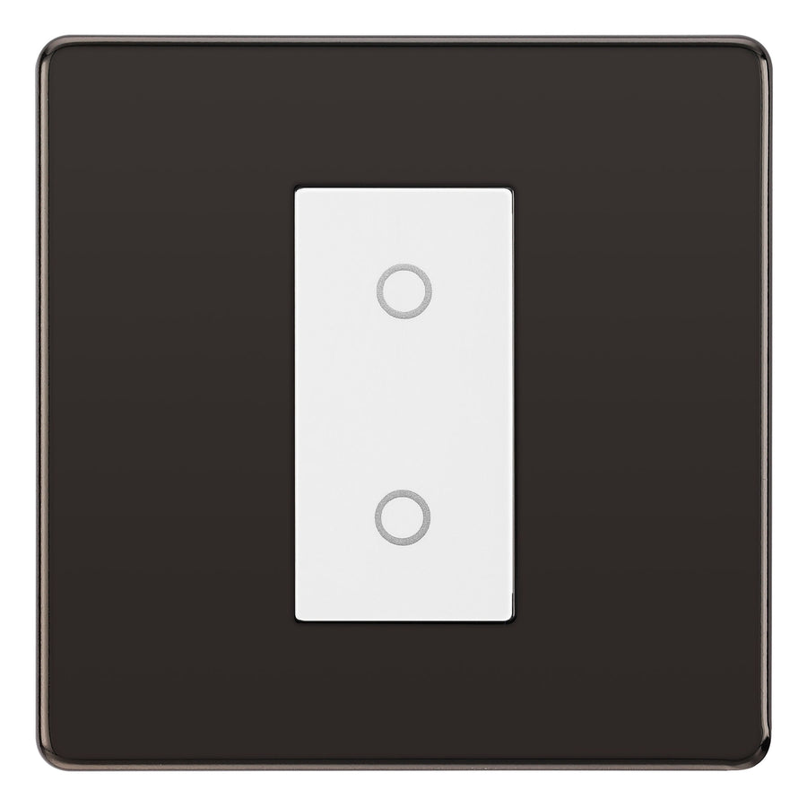 BG Nexus Screwless Black Nickel Single Secondary Touch Dimmer Switch White Insert