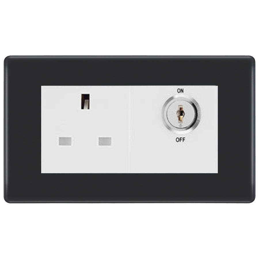 BG Part M 13A Double Pole Key Controlled Socket Graphite - White Insert