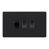 BG Evolve Matt Black 3 Gang Light Switch 1x Trailing Edge LED Dimmer 2x 2 Way Custom Switch