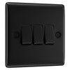 BG Nexus Matt Black 20A 16AX 2-Way Triple Light Switch NFB43 with 35mm Steel Back Box