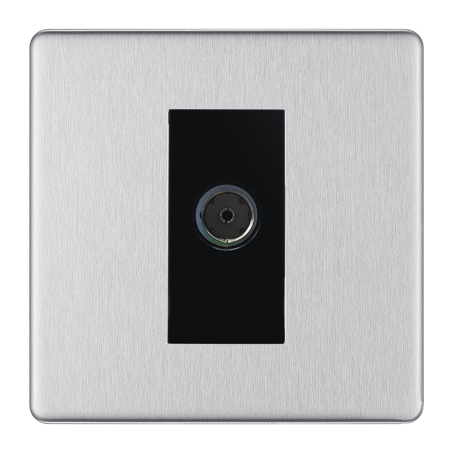 BG Screwless Brushed Steel Co-axial Socket FBS60B