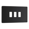 BG Evolve Matt Black 3 Gang Switch 1x Trailing Edge LED Dimmer 2x Intermediate Custom Grid Switch