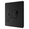 BG Screwless Matt Black 13A Switched Spur + Neon + Flex Outlet FFB53 with 25mm Steel Back Box