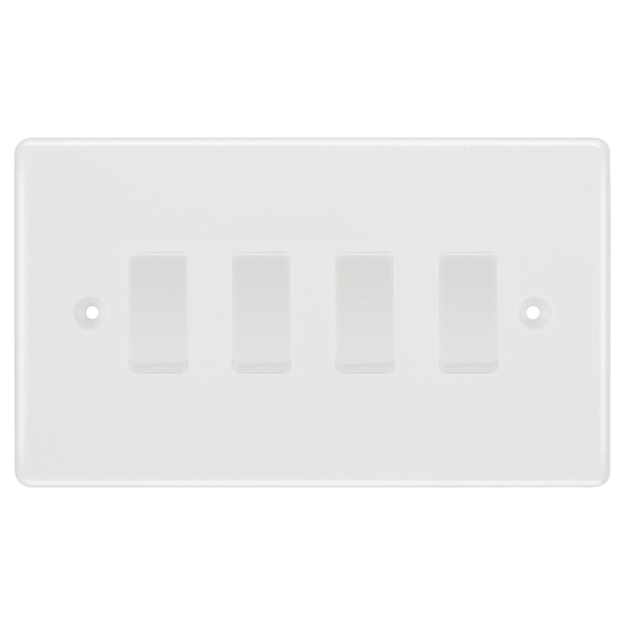 BG White 4 Gang light Switch in Double Format Custom Grid