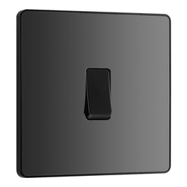 BG Evolve Black Chrome 1 Gang 20A 16AX Intermediate Light Switch PCDBC13B with 25mm Steel Back Box