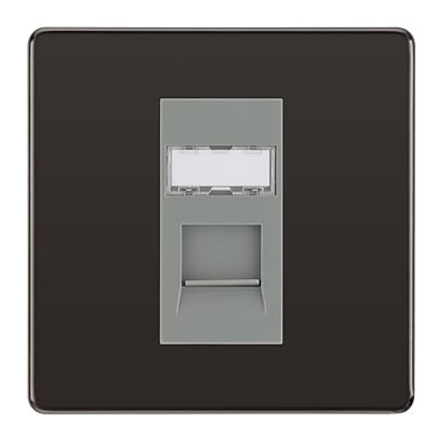 BG Screwless Black Nickel Single 1 Gang RJ45 Data Socket FBNRJ451G Grey Insert