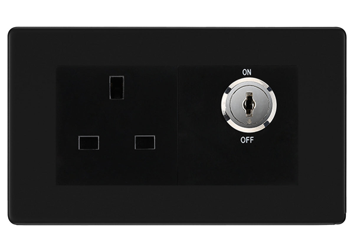 BG Screwless Matt Black 13A Double Pole Key Controlled So...– The ...