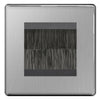 BG Screwless Brushed Steel Satin Single 2 Gang Brush Cable Wall Plate TV Black