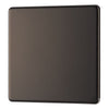 BG Screwless Black Nickel  Single Blank Plate FBN94 with 25mm Steel Back Box