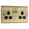 Antique Brass 13A Switched Double Socket & Surface Pattress Back Box