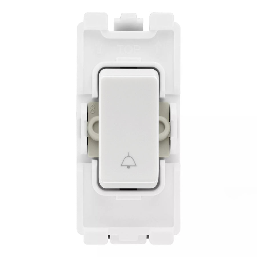 BG RRBELLW White 20A DP Appliance Grid Switch Labelled Bell Symbol