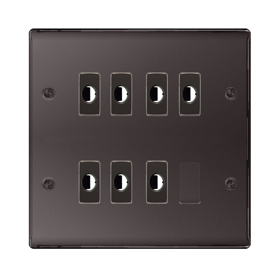 BG Nexus Metal Black Nickel 7 Gang Flex Outlet Socket