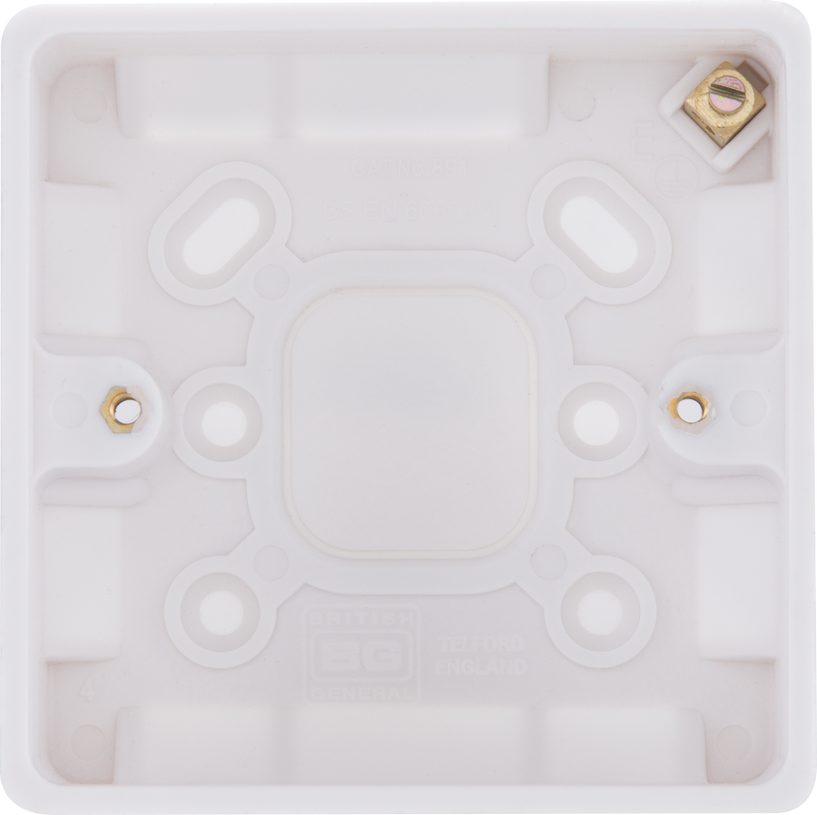 BG 891 Moulded Round Edge | White | 32mm | 1 Gang Surface Pattress