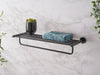 Corby Harrogate Towel Rail with Shelf in Black