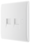 BG 8RJ11/2 Moulded Round Edge | White | RJ11 Double Data Outlet Socket (Screw)