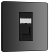 PCDBCRJ451B Front - This Evolve Black Chrome RJ45 ethernet socket from British General uses an IDC terminal connection and is ideal for home and office, providing a networking outlet with ID window for identification.