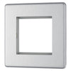 BG Screwless Brushed Steel Satin Single 2 Gang Brush Cable Wall Plate TV Black