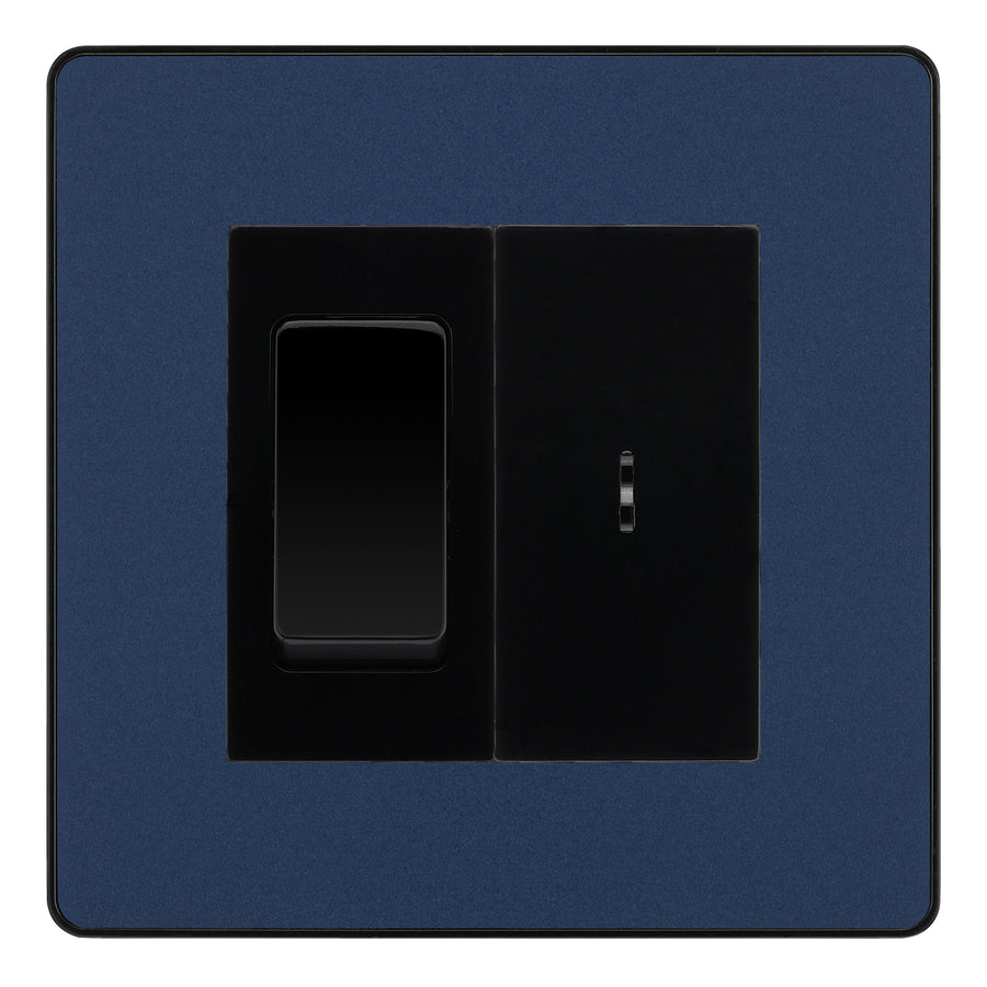 BG Evolve Matt Blue 2 Way Single Pole Key Switch with 2 Way Single Pole Switch, Key Included - Black Insert