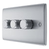 BG NBS83 Brushed Steel Trailing Edge Triple Dimmer Switch 3 Gang 2 Way LED