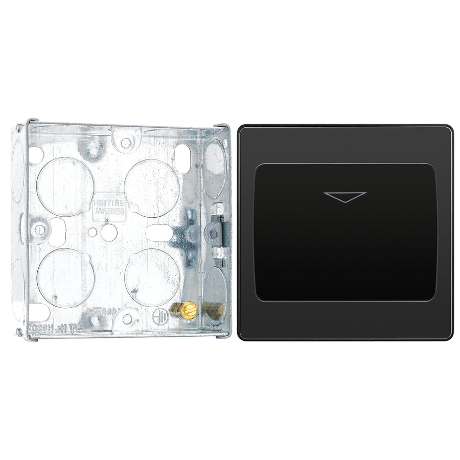 BG Evolve Black Chrome 16A Key Card Switch PCDBCKYCSB with 25mm Steel Back Box