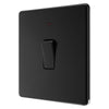 BG Screwless Matt Black 1 Gang 20A DP Neon Switch FFB31 with 25mm Steel Back Box