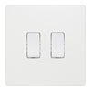 BG Evolve Pearlescent White 2 Gang Light Switch 1x Intermediate 1x 2 Way Custom Grid Switch