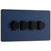 BG Evolve Matt Blue 4 Gang Custom Grid Dimmer Light Switch PCDDB84B