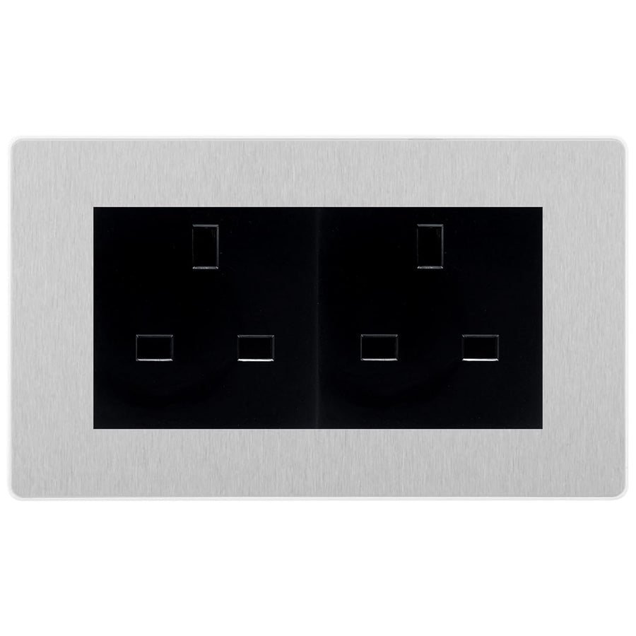 BG Evolve Brushed Steel 4 Gang 13A Unswitched Socket - PCDBS4GUSSB