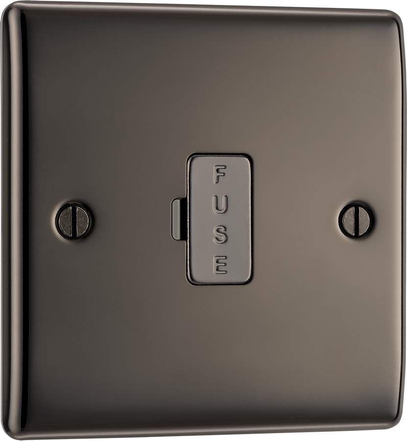 BG NBN54 Nexus Metal Black Nickel 13A Unswitched Fused Spur Unit