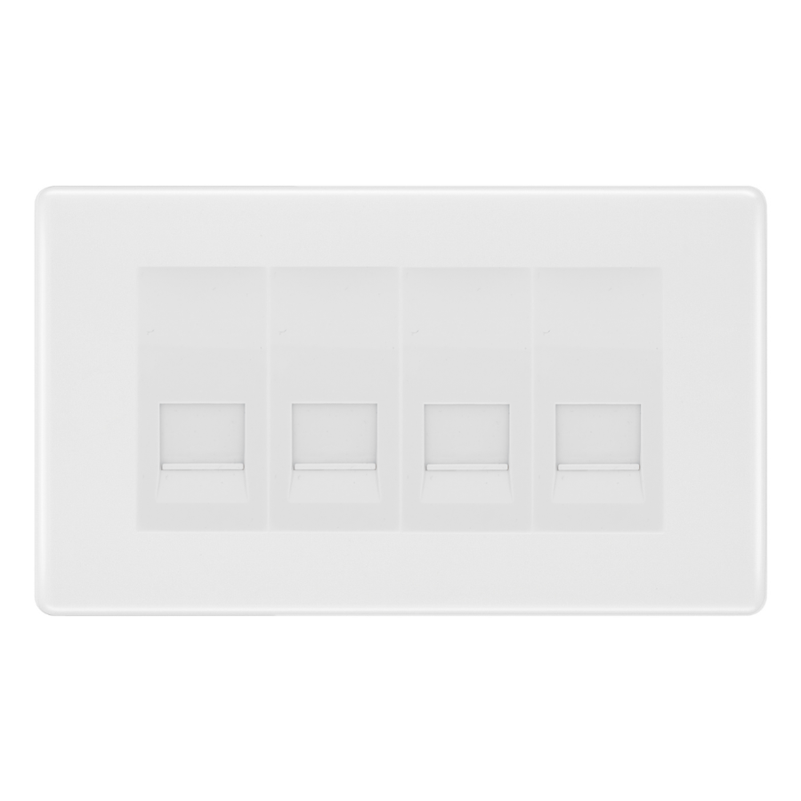 BG White Moulded 4 Gang Secondary Telephone Socket, Screw Terminal - White Insert