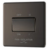 BG Screwless Black Nickel 1 Gang 10A 3 Pole Fan Isolator Switch FBN15 with 35mm Steel Back Box