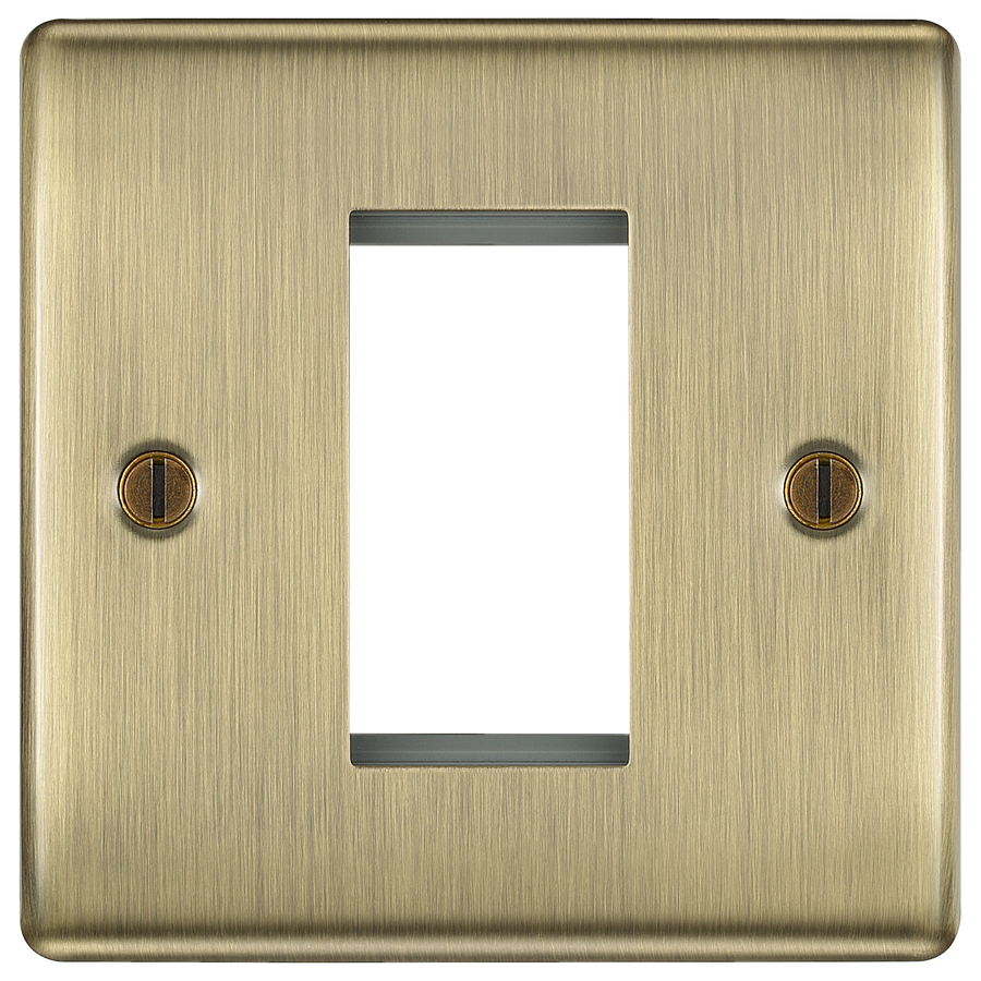 BG Nexus Antique Brass Square 1 Gang Euro Module Front Plate 1 Module NABEMS1